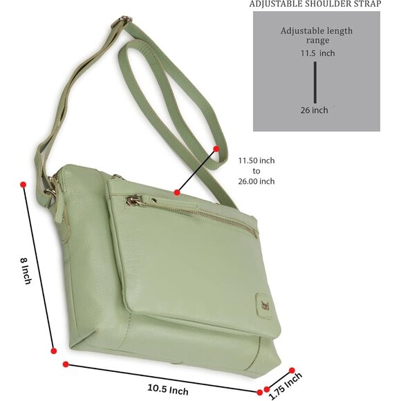 Women Mint Imported Leather Polyester Crossbody Sling Shoulder Crossover Bag - Picture 3 of 6